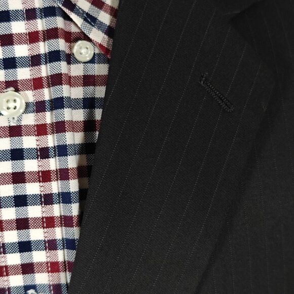 Van Heusen Men's 2PC Suit & Pant Brown Striped Poly Blend Size 42L / 34x32 - Picture 6 of 16